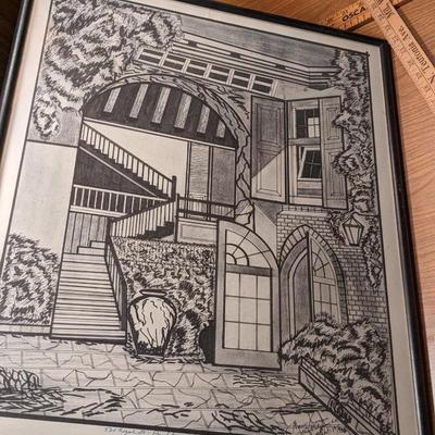 Original Lionel Barrymore Exclusive Drawing Royal St, New Orleans