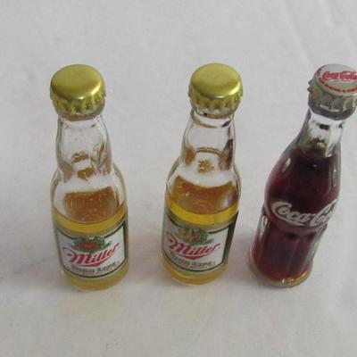 3 Mini Bottles Miller and Coca Cola