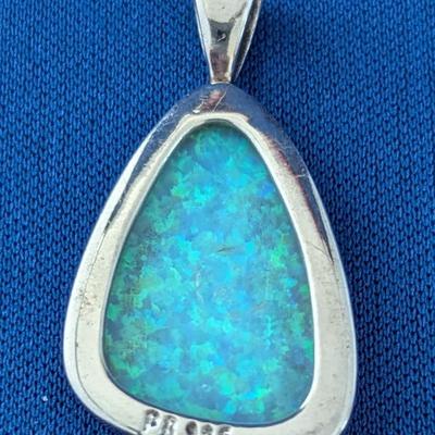 Stunning Opal and Sterling silver pear shaped pendant