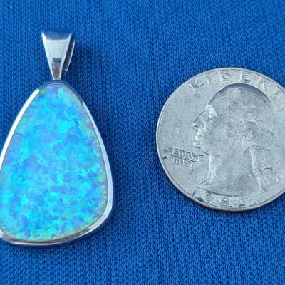 Stunning Opal and Sterling silver pear shaped pendant