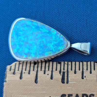 Stunning Opal and Sterling silver pear shaped pendant