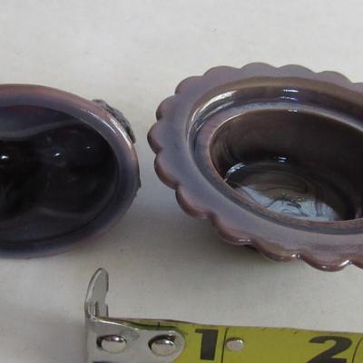 Vintage Mosser Glass Cat Covered Salt, Dark Plum Slag