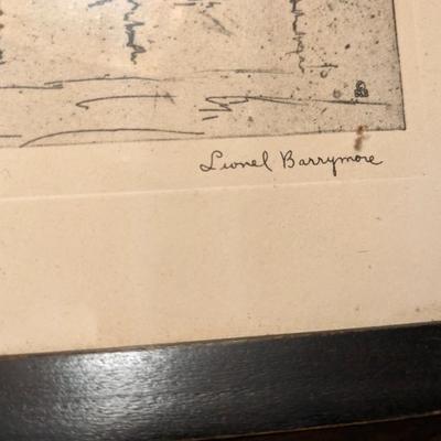 Original Lionel Barrymore Signed "Old Red Bank"