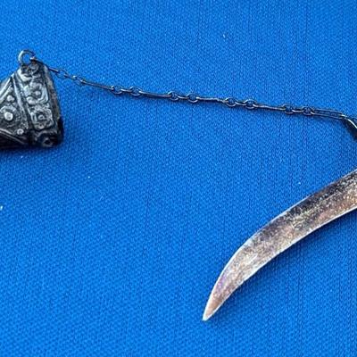 Vintage Sterling Silver Sword in Sheath pin Jade Carnelian Moonstone