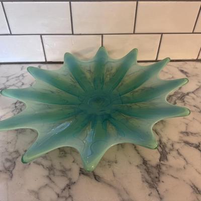 Fostoria Opalescent Green Vaseline Glass Heirloom Plate