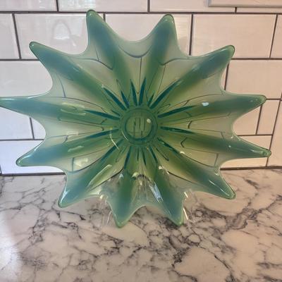 Fostoria Opalescent Green Vaseline Glass Heirloom Plate