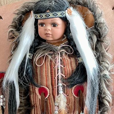 87 SOUTHWEST STYLE WALL HANGING ETHNIC DOLL FEATHERS FAUX FUR