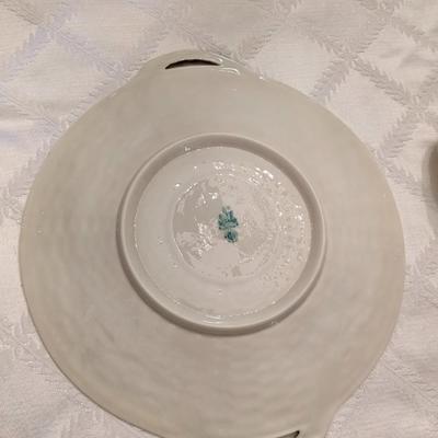 Vintage Belleek Plate and Creamer and Sugar Bowl