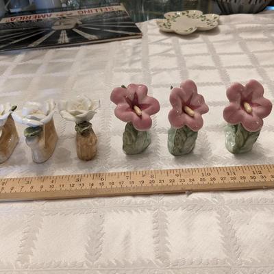 6 Vintage Pia Porcelain Flower Napkin Holders