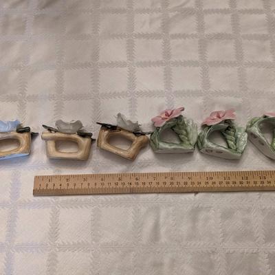 6 Vintage Pia Porcelain Flower Napkin Holders