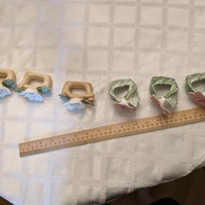 6 Vintage Pia Porcelain Flower Napkin Holders