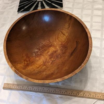 Hand Turned 11" Wood Maple Bowl Made In Canada Signed MNM