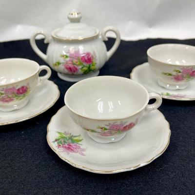 Child's Porcelain Tea Set - white with pink roses