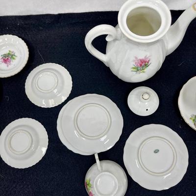 Child's Porcelain Tea Set - white with pink roses