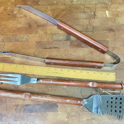 3-Piece Wood Handled BBQ Tool Set