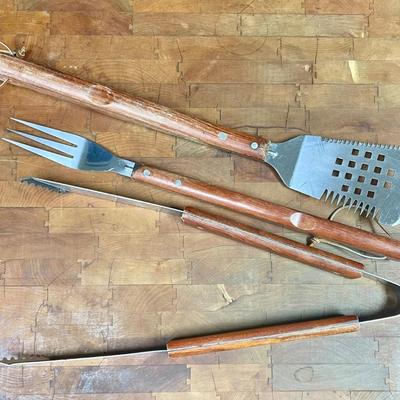 3-Piece Wood Handled BBQ Tool Set