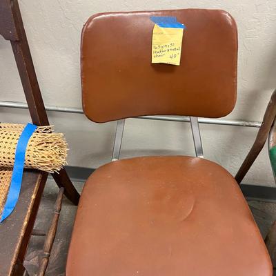 Vintage chairs 1 vanity stool, and 1 tile topped table.