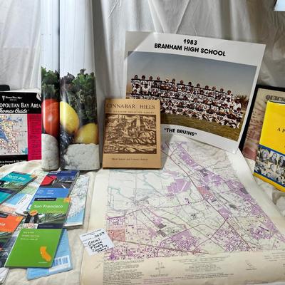 Santa Clara County maps, Topos, map book, books about the area, 2 large sign vinyl rolls.