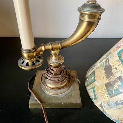 Vintage MCM Stiffel Brass Powder Horn Genie Lamp Desk Table Candle Stick