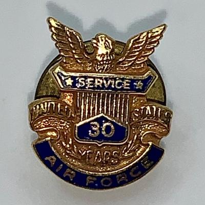 US Air Force 30-year Service Pin, 10K