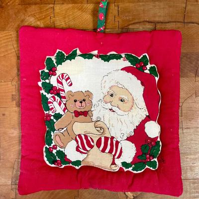 Santa and Teddy Bear Christmas Hot Pad