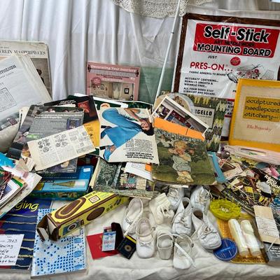 Vintage Craft and sewing ephemera books, tools