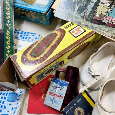 Vintage Craft and sewing ephemera books, tools