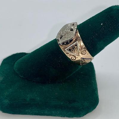 Masonic 32nd Degree Double-Headed Eagle Ring, 10K