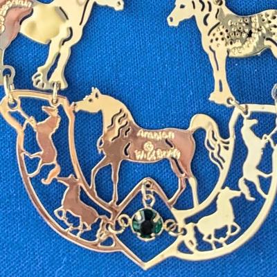 Wild Bryde Gold plated statement horse necklace 27"