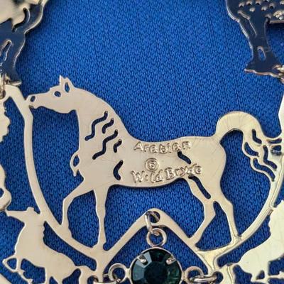 Wild Bryde Gold plated statement horse necklace 27"