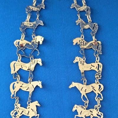 Wild Bryde Gold plated statement horse necklace 27"