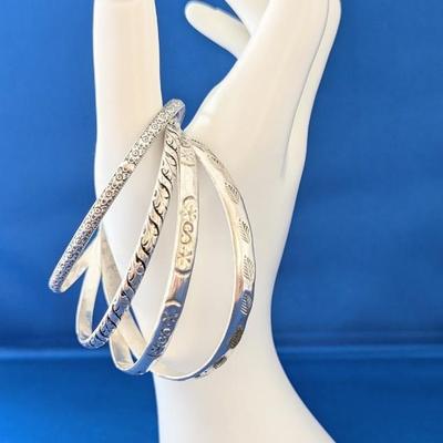 Lot of 4 Sterling silver bangle bracelets