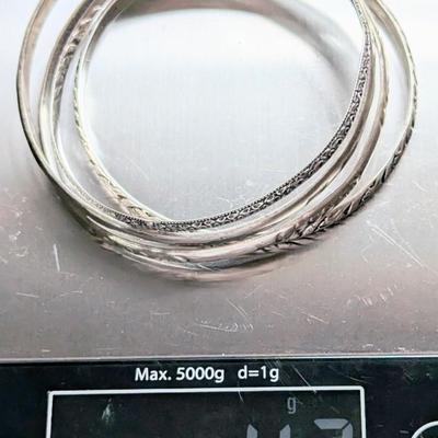 Lot of 4 Sterling silver bangle bracelets