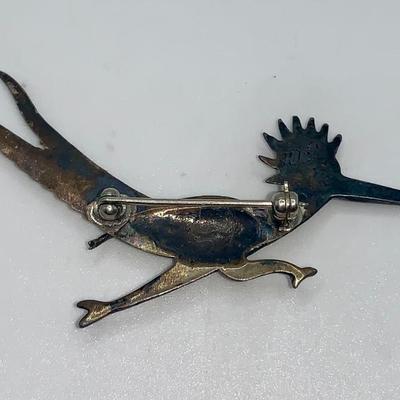 Vintage Native American Pawn Silver and Turquoise Roadrunner Pin/Brooch