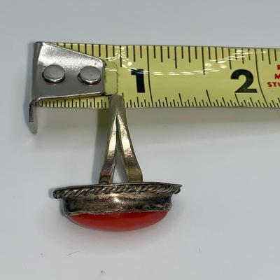 Vintage Native American Pawn Silver and Coral Ring