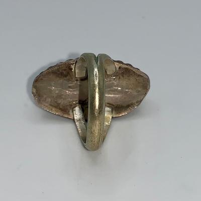 Vintage Native American Pawn Silver and Coral Ring