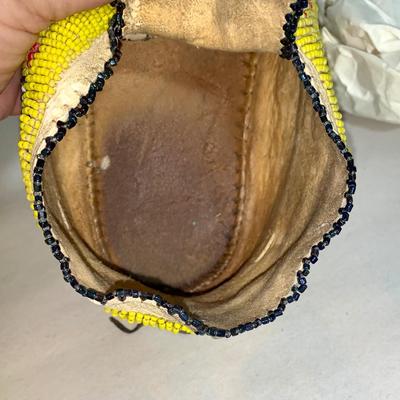 Vintage Native American Beaded Leather Moccasins