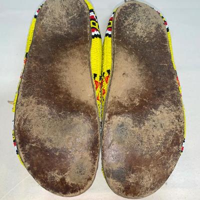 Vintage Native American Beaded Leather Moccasins