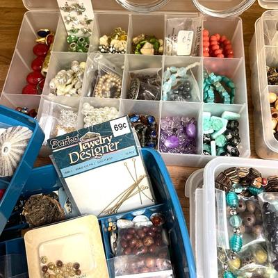 103 GROUP LOT JEWELRY MAKING SUPPLIES BEADS WIRE FINDINGS