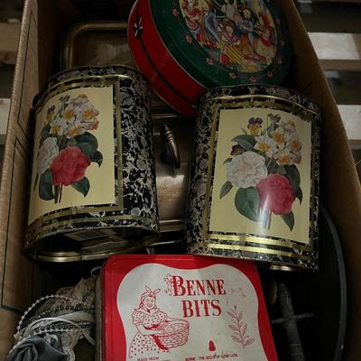 Vintage Tins, Silverplate, and Bear Carriage