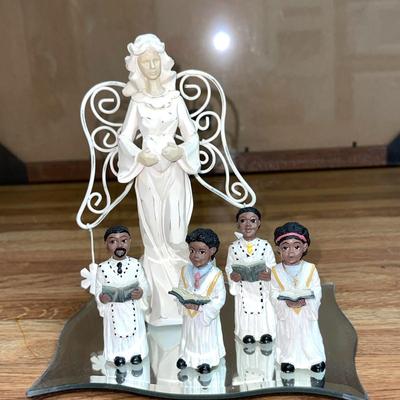 107 RESIN FIGURINES ANGEL & BLACK CHURCH CHOIR