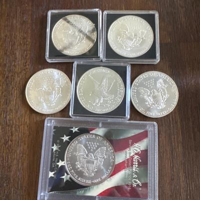 6 Assorted Silver Eagles