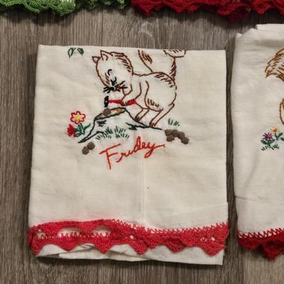 Squirrel Hand Stitched Dish Towels