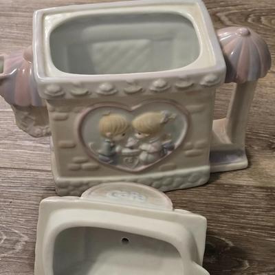 Precious Moments Coffee Pot, Mugs and Napkin Holders