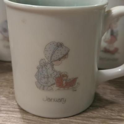Precious Moments Coffee Pot, Mugs and Napkin Holders