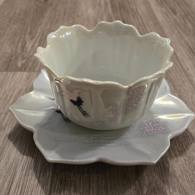 Gold Castle Handpainted Crane Tea Cup and Saucer