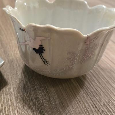 Gold Castle Handpainted Crane Tea Cup and Saucer