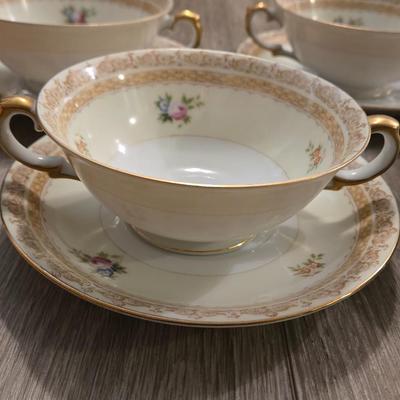 Meito China Soup Cups and Saucers