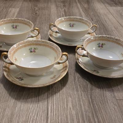 Meito China Soup Cups and Saucers