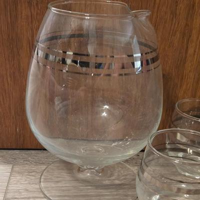 Vintage Glass Cocktails Pitcher and Glasses